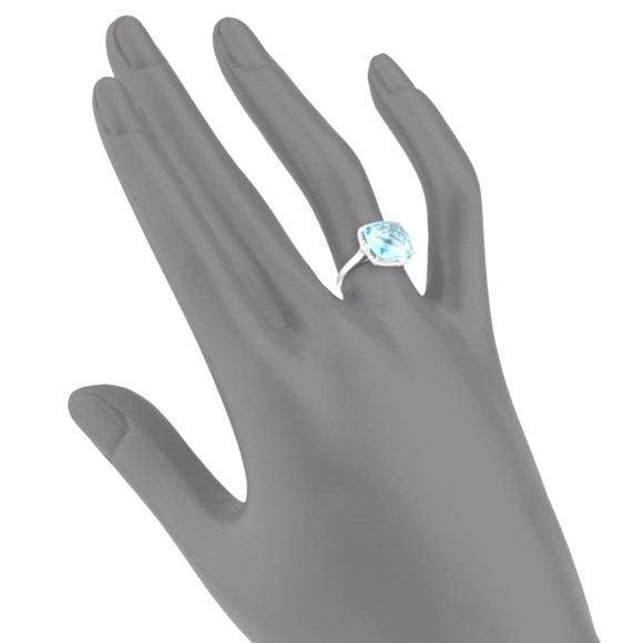 Effy Jewelry - EFFY 14K White Gold, Diamond & amp. Blue Topez Solitaire Ring Size 7 -$1,915.00
